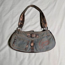 Rara bolsa de ombro Y2K Guess denim vintage anos 2000 cravejada logotipo bolsa baguete icônica, usado comprar usado  Enviando para Brazil