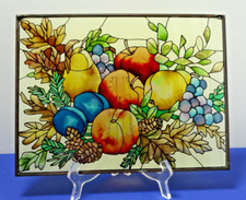 Painel de vitral falso apanhador de sol frutas e folhas ~ 12 1/4" L x 9 1/2" W comprar usado  Enviando para Brazil