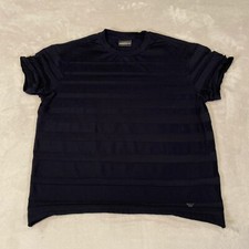 Usado, Camiseta masculina Emporio Armani XL preta cropped jersey listrado logotipo designer camiseta comprar usado  Enviando para Brazil