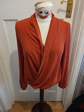 Blusa feminina Primark tamanho 10 laranja queimado manga comprida cruzada, usado comprar usado  Enviando para Brazil