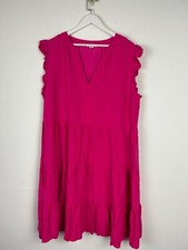 Vestido Chicsoul Feminino Plus Size 2X Midi Flowy Manga Babado Forrado Rosa Quente Rayon comprar usado  Enviando para Brazil