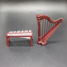 Casa de bonecas miniatura grande xilofone instrumento de pé e harpa comprar usado  Enviando para Brazil