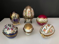 Coleção 4 caixas circulares de pílulas em forma de ovo de porcelana e 1 ovo de vidro comprar usado  Enviando para Brazil