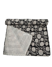 Colcha de algodão queen size bloco de mão indiano floral Kantha colcha lance comprar usado  Enviando para Brazil