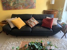 Black leather sofa for sale  LONDON