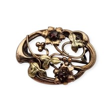 Usado, Broche Art Nouveau floral en oro laminado y oro rosa con granates, con el sello comprar usado  Enviando para Brazil