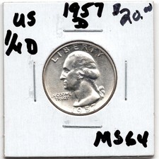 Usado, Moeda de prata 1957 D dólar americano 1/4 - BU comprar usado  Enviando para Brazil