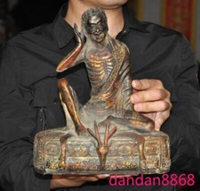 Usado, Estátua de cabeça de veado 11,6" budismo tibetano bronze dourado Milarepa Arhat Buda passeio comprar usado  Enviando para Brazil