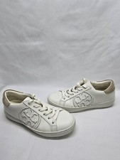 Tênis feminino Tory Burch logotipo T couro branco estampado logotipo lateral 6,5 sapatos comprar usado  Enviando para Brazil