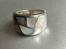 Elegante anel vintage de prata esterlina 925 com inserções de madrepérola tamanho 4,5 comprar usado  Enviando para Brazil