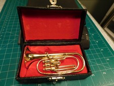 Réplica 3 válvulas Euphonium HORN bronze instrumento musical miniatura 3,5" com estojo comprar usado  Enviando para Brazil