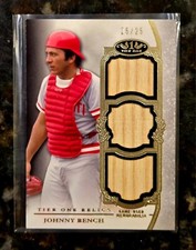 2013 Topps Tier One Johnny Bench Triple Bat Relic SP /25 Reds Legend comprar usado  Enviando para Brazil
