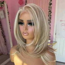 Peruca destaques loira cinza natural 100% cabelo humano renda frente perucas em camadas comprar usado  Enviando para Brazil