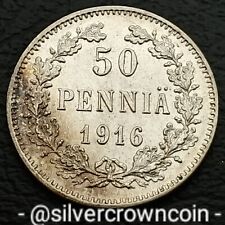 Moeda de prata 50C Grão-Ducado da Finlândia 50 centavos 1916 S. KM#2.2. Nicolau II. Primeira Guerra Mundial. comprar usado  Enviando para Brazil