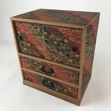 Caixa de costura de papel Chiyogami japonês vintage Haribako Tansu 4 gavetas flores T360 comprar usado  Enviando para Brazil