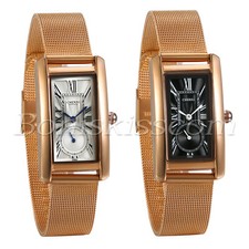 Relógio de pulso feminino de quartzo com números romanos mostrador quadrado pulseira de malha aço inoxidável comprar usado  Enviando para Brazil