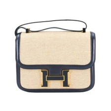 Bolsa de ombro HERMES Constance 23 caixa panturrilha toile H bege marinho 90284938, usado comprar usado  Enviando para Brazil