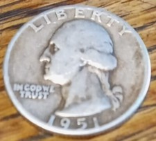 1951 George Washington moeda de 25 centavos de dólar prata muito bom estado EUA Liberdade sem marca em perfeito estado BOM, usado comprar usado  Enviando para Brazil