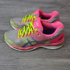 Tênis de corrida Asics Gel Nimbus 18 acolchoado atlético neon rosa cinza EUA 10 comprar usado  Enviando para Brazil
