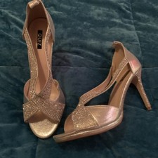 Silver diamanté heels for sale  DUDLEY
