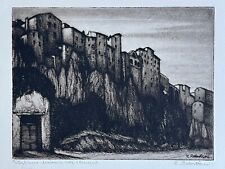 CELESTINO CELESTINI Gravure eau forte etching paysage Pitigliano Toscane Italie, usado comprar usado  Enviando para Brazil