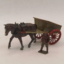 CONJUNTO DE CARRINHO E CAVALO VINTAGE DE FAZENDA DE CHUMBO DA GRÃ-BRETANHA COM CARTER comprar usado  Enviando para Brazil