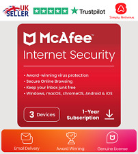 McAfee Internet Security Antivirus 2025 3 urządzenia 1 rok 5 minut dostawa e-maila na sprzedaż  Wysyłka do Poland