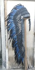Réplica de cocar indiano azul natural longo feita com penas tingidas de galo e  comprar usado  Enviando para Brazil