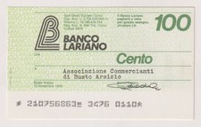Miniassegni  BANCO LARIANO - 100 lire Busto Arsizio 10.11.76 Rif. BLAR 1 comprar usado Miniassegni  BANCO LARIANO - 100 lire Busto Arsizio 10.11.76 Rif. BLAR 1 comprar usado  Enviando para Brazil