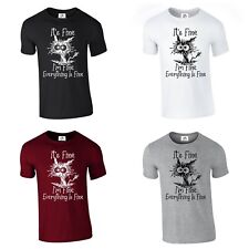 It's Fine I'm Fine Everything is Fine Funny Cat Cartoon Meme (Bom, Camiseta) comprar usado  Enviando para Brazil