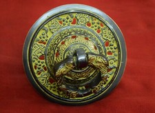 Extrator de porta de latão feito à mão com design de flor tibetana formato redondo VR45 comprar usado  Enviando para Brazil