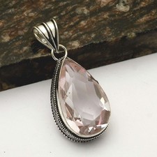 Pingente de pedra preciosa topázio rosa étnico feito à mão design antigo joia 2,2" AP-38085 comprar usado  Enviando para Brazil