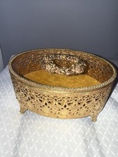 caixa de joias vintage VITORIAN revival tom dourado metal VELUDO articulado vidro CASIXÃO comprar usado  Enviando para Brazil