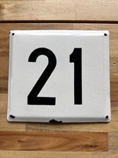 GRANDE PLACA DE PLACA DE METAL VINTAGE ESMALTADA CASA NÚMERO “21” comprar usado  Enviando para Brazil