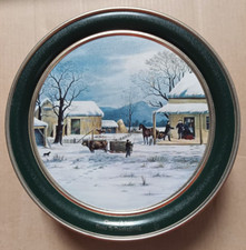 Caja de lata de galletas de metal Currier & Ives pasatiempo de invierno Schwan's 1989 de colección segunda mano  Embacar hacia Mexico