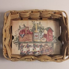 Bandeja de cesta de madeira tecida pendurada na parede Cottagecore Apple fazenda jardim rural comprar usado  Enviando para Brazil