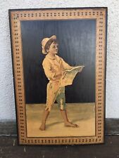 19º c. Capa de Álbum de Fotos Italiana de Madeira, Emoldurada, Menino lendo Jornal comprar usado  Enviando para Brazil