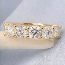 Aliança de casamento corte almofada 2,20 quilates diamante cultivado em laboratório meia eternidade ouro amarelo 18k comprar usado  Enviando para Brazil