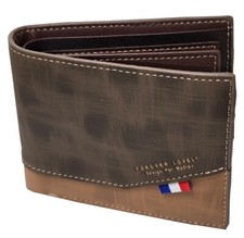 Carteira de couro fina marrom masculina bloqueio bifold RFID aba central comprar usado  Enviando para Brazil