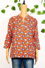 Étnico Mano Bloque Floral Algodón Puro Informal Corto Vestido Túnica / Kurti comprar usado  Enviando para Brazil