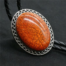 Gravata Bolo Pedra Coral Vermelha - Colar de Casamento - Cowboy Ocidental - Corda de Couro 40"  comprar usado  Enviando para Brazil
