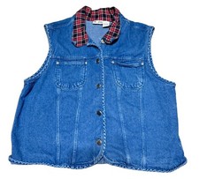 COLETE JEANS JEANS VINTAGE TAMANHO L GOLA XADREZ AZUL ALGODÃO FRENTE SOL RIO FEMININO comprar usado  Enviando para Brazil