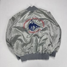 Jaqueta BOMBER Vintage Adulto 2XL Prata Estampa Dupla Lateral Rodeio Cowboys Fabricada nos EUA, usado comprar usado  Enviando para Brazil