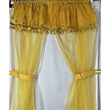 Cortina de janela de banheiro vintage vinil swag amarrar pompom valance ouro 48x60W comprar usado  Enviando para Brazil