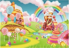 Allenjoy 7x5 pés pirulito Candyland pano de fundo doce desenho animado arco-íris suprimentos para festa , usado comprar usado  Enviando para Brazil