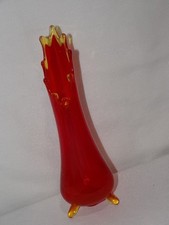 Vaso de vidro balançado brilhante vintage LE Smith chama amberina 3 pés 12" [fa402 comprar usado Vaso de vidro balançado brilhante vintage LE Smith chama amberina 3 pés 12" [fa402 comprar usado  Enviando para Brazil