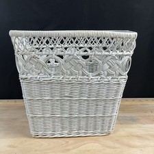 Cesta de lixo de papel branco vime vintage lata de lixo chique gasto BOHO retangular comprar usado  Enviando para Brazil