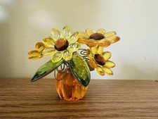 Fio acrílico amarelo laranja margarida flores abóbora vaso Ganz expressões cristalinas comprar usado  Enviando para Brazil