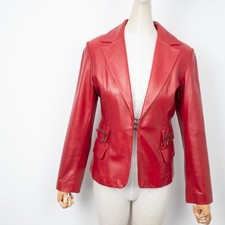 Jaqueta Blazer LEONARDO Feminina Couro Bolso com Zíper Vermelho Gancho e Olho Decote V Tamanho M comprar usado Jaqueta Blazer LEONARDO Feminina Couro Bolso com Zíper Vermelho Gancho e Olho Decote V Tamanho M comprar usado  Enviando para Brazil