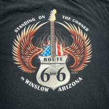 Camisa masculina vintage Route 66 2XL XXL guitarra preta logotipo asas bandeira americana Y2K comprar usado  Enviando para Brazil